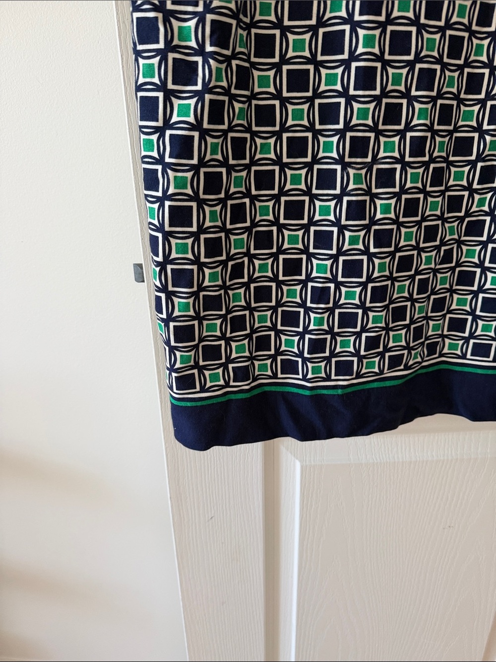 Talbots Navy, White & Green Geometric Shift Dress - Picture 6 of 7